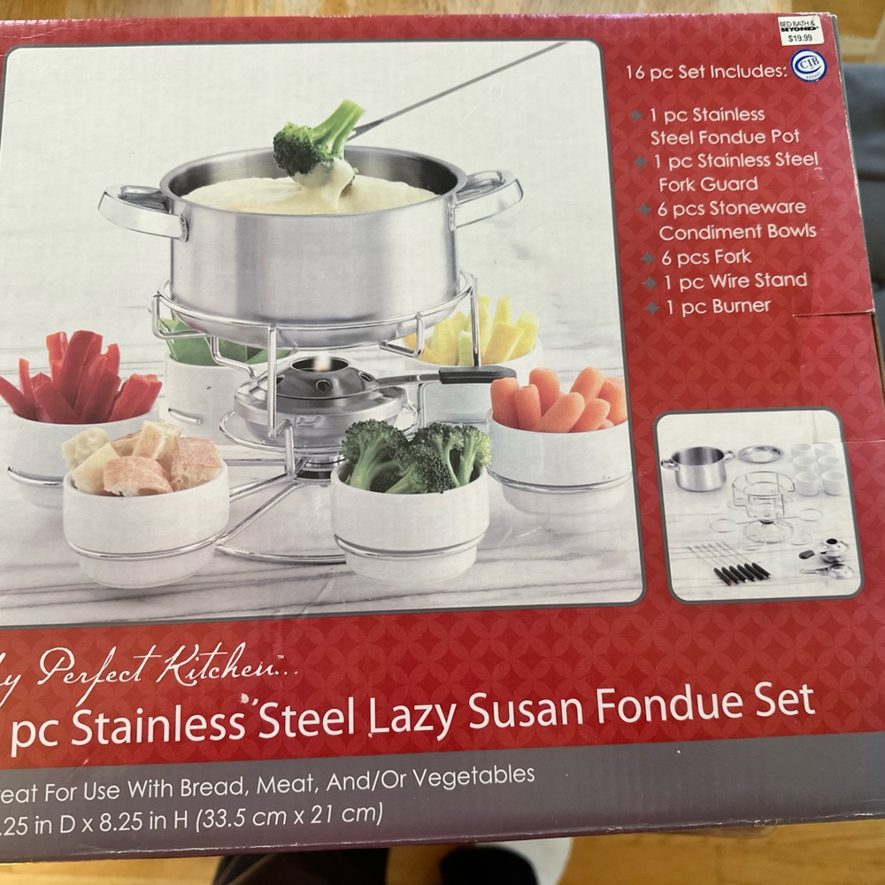 Stainless Steel Lazy Susan Fondue Set